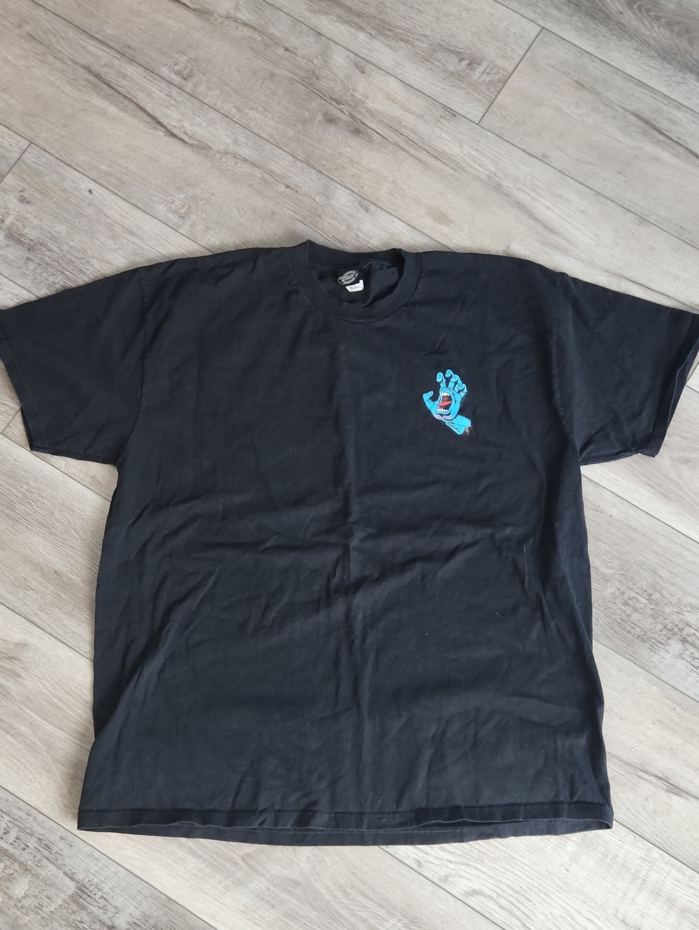 Santa Cruz Skateboards Black Graphic Crew Neck T-Shirt with Screaming Hand Logo